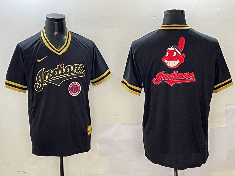 Men Cleveland Indians Blank Black Gold Game 2025 Nike MLB Jersey style 5->cleveland indians->MLB Jersey